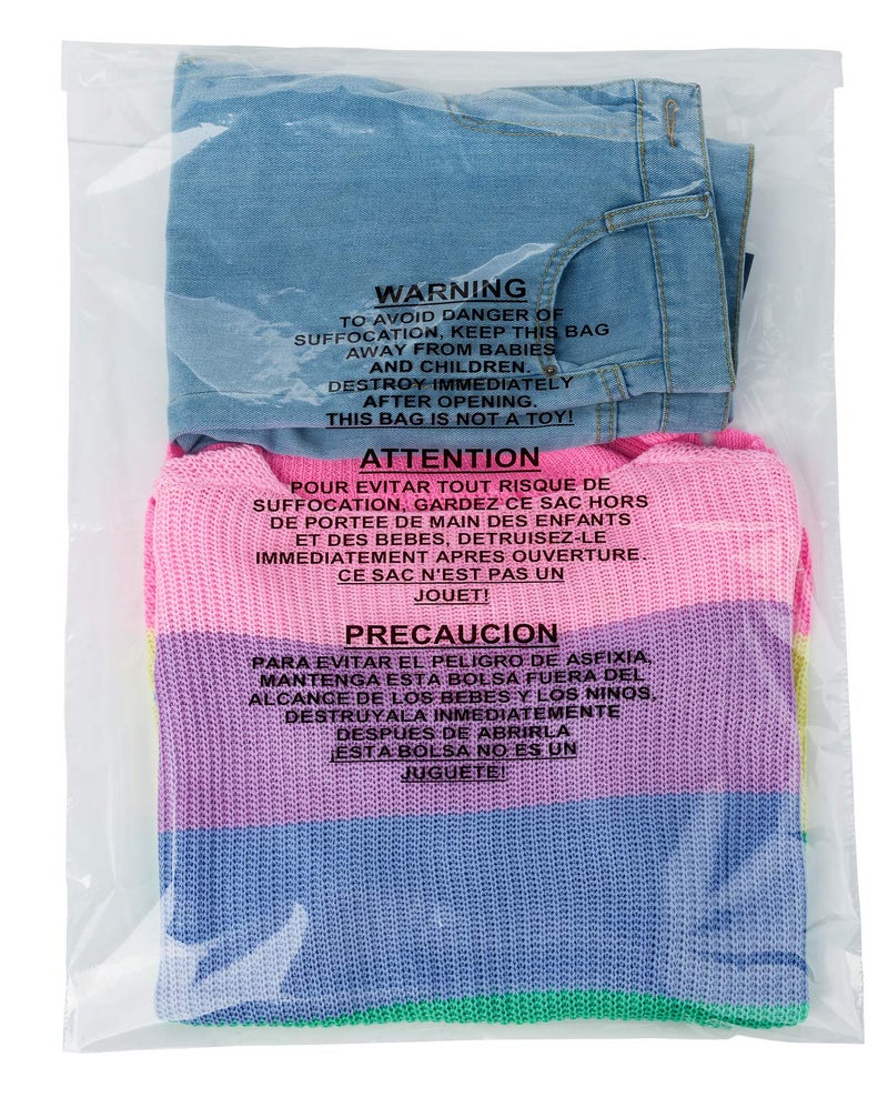 PaknSeal Clear 18x24 Self Seal Poly Bags, Suffocation Warning (100 Count) - Image 1